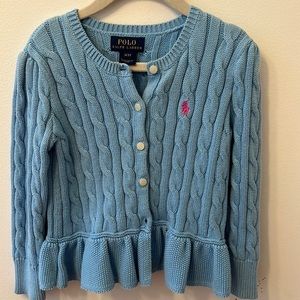 Polo Ralph Lauren 3T cable-knit cotton cardigan